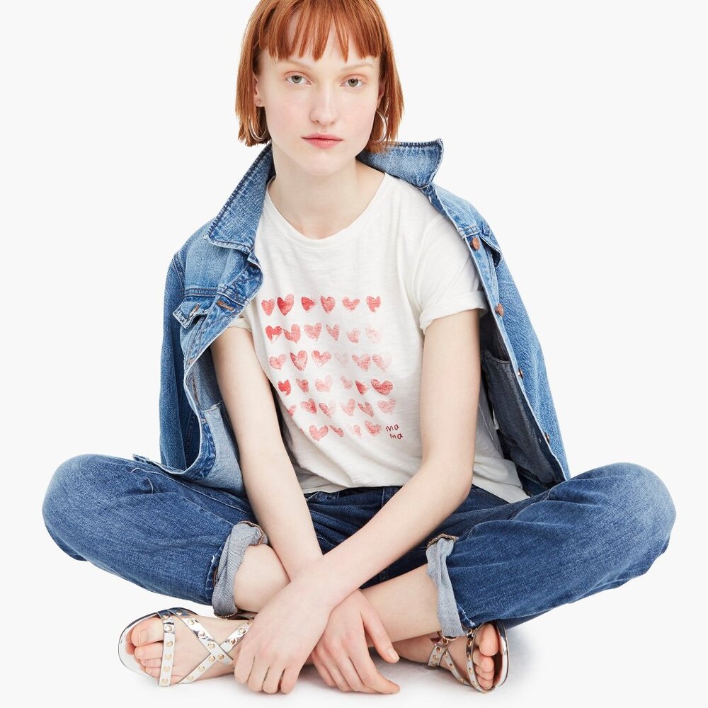 J. Crew "Mother's Day hearts" crewneck T-shirt